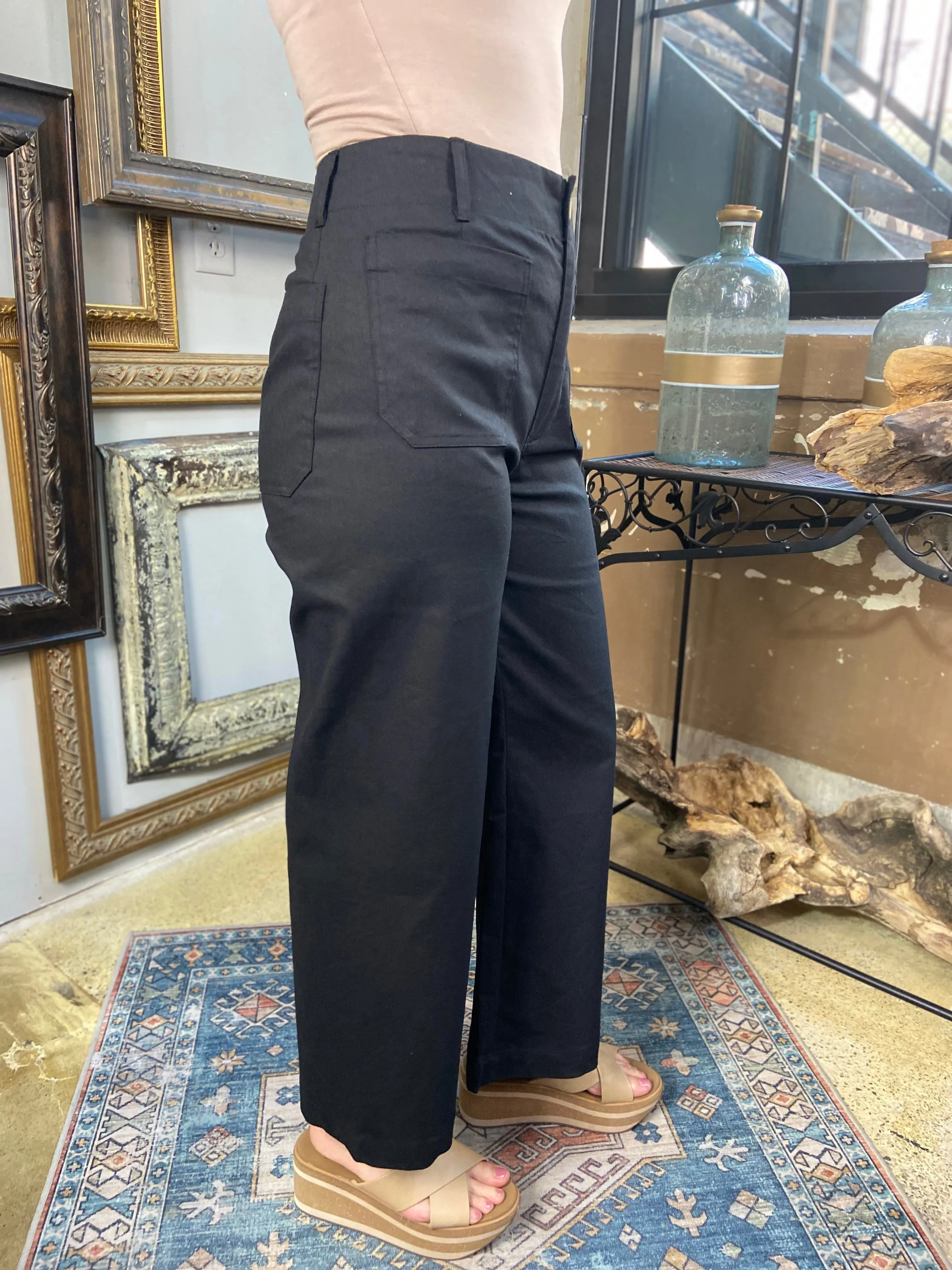 Petra Black Cropped Pants