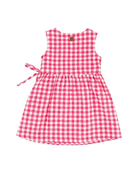 Pink Check Wrap Dress