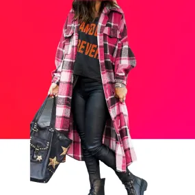Pink Plaid Flannel Jacket