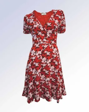 Point Zero Women's Floral Wrap Midi Dress - Red