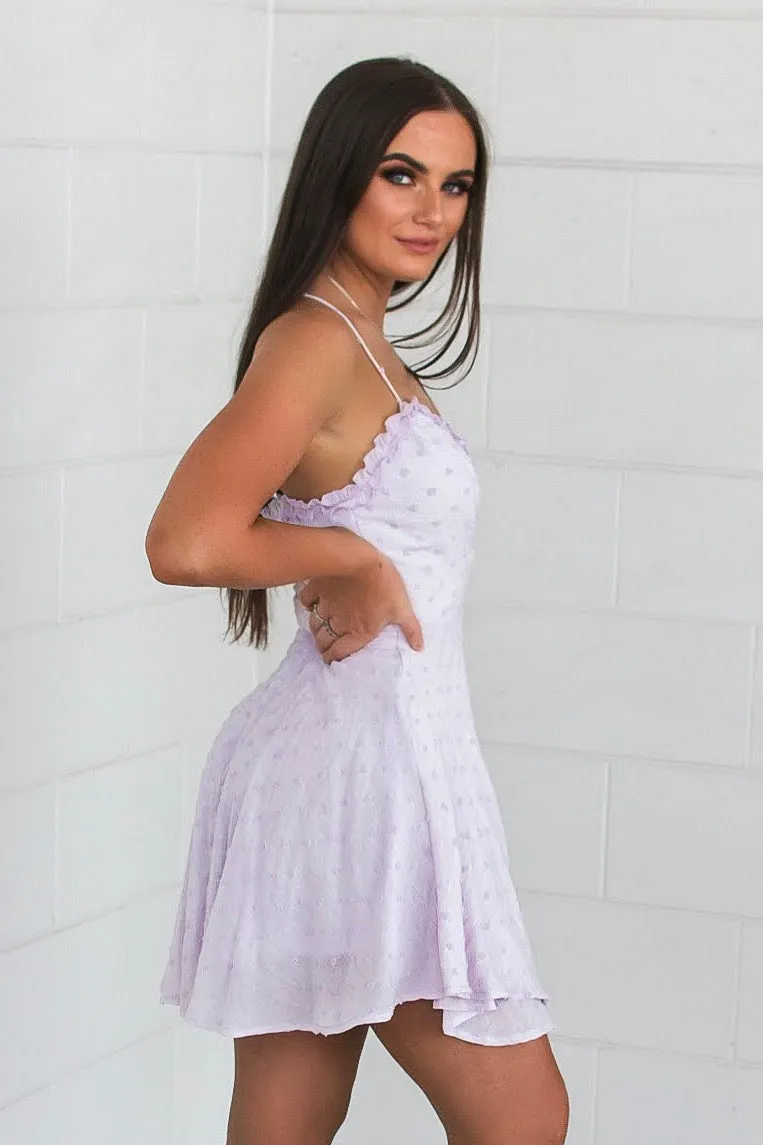 Polka Dot Wrap Dress - Lavender