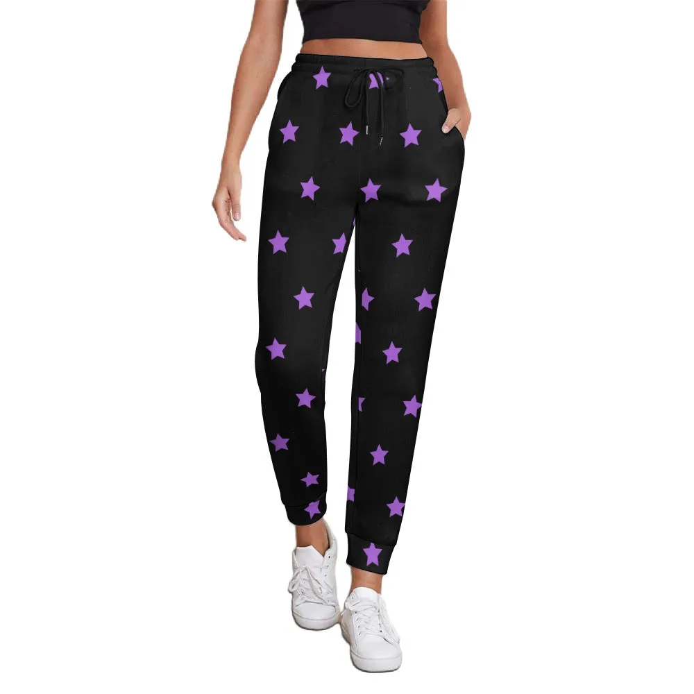 Purple Stars Black Sweatpants