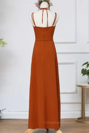 Rust Orange Wrap Bridesmaid Dress