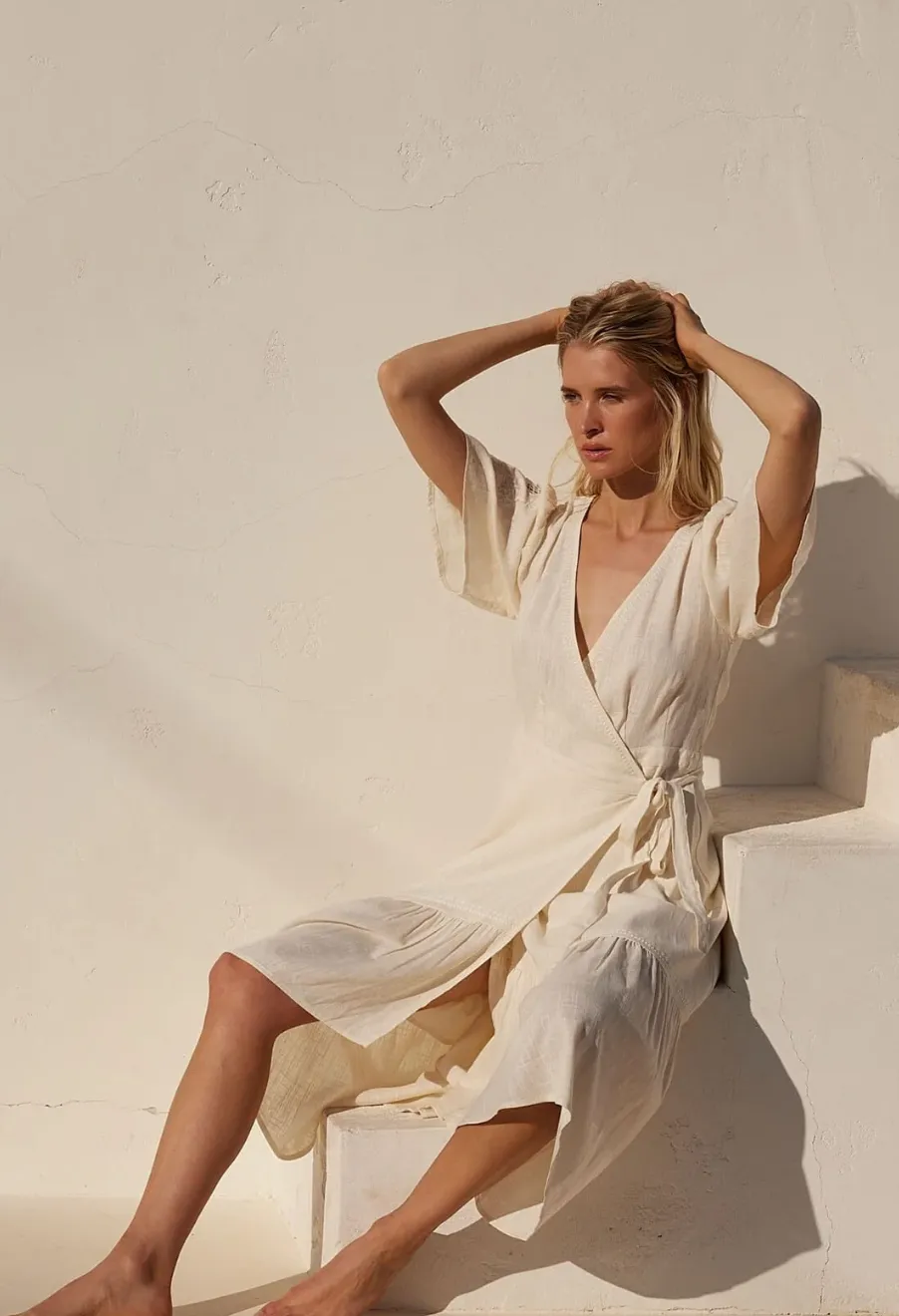 Sadie Embroidered Wrap Dress