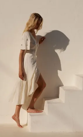 Sadie Embroidered Wrap Dress