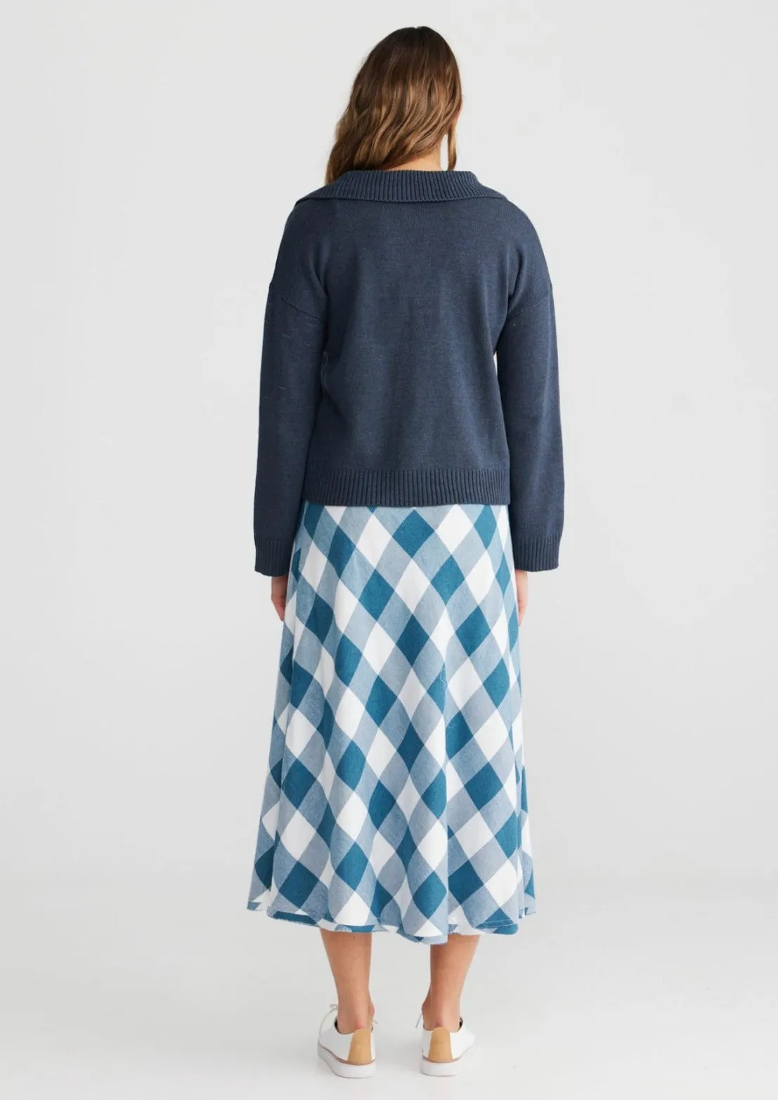 Sicily Skirt - Blue Steel Check
