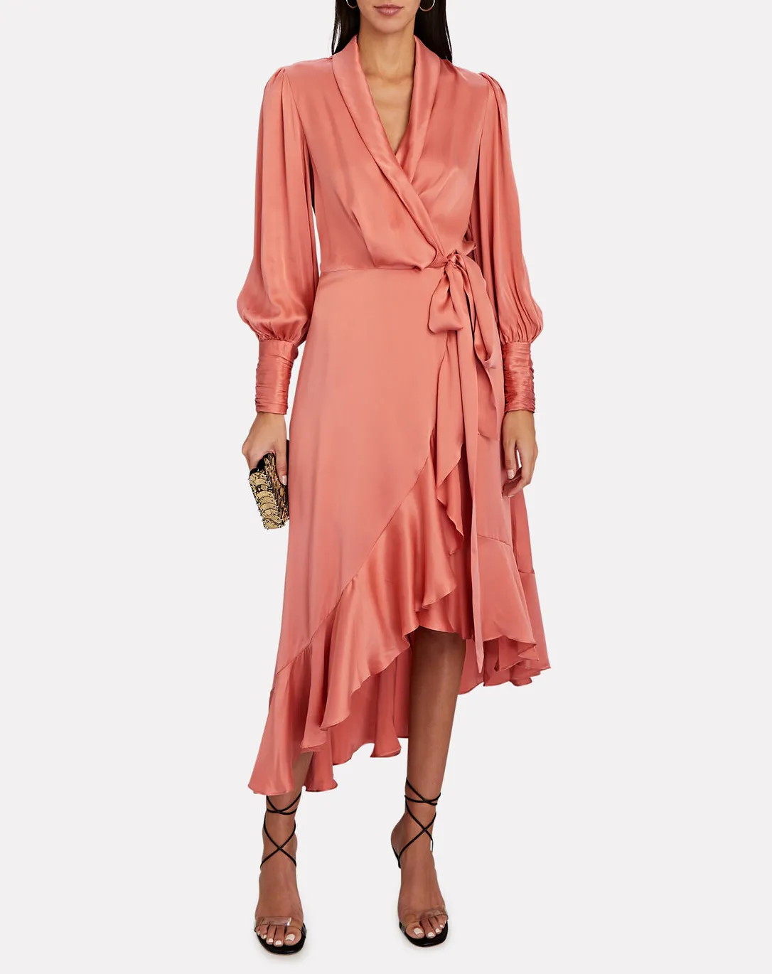 SILK WRAP MIDI DRESS (Lipstick)