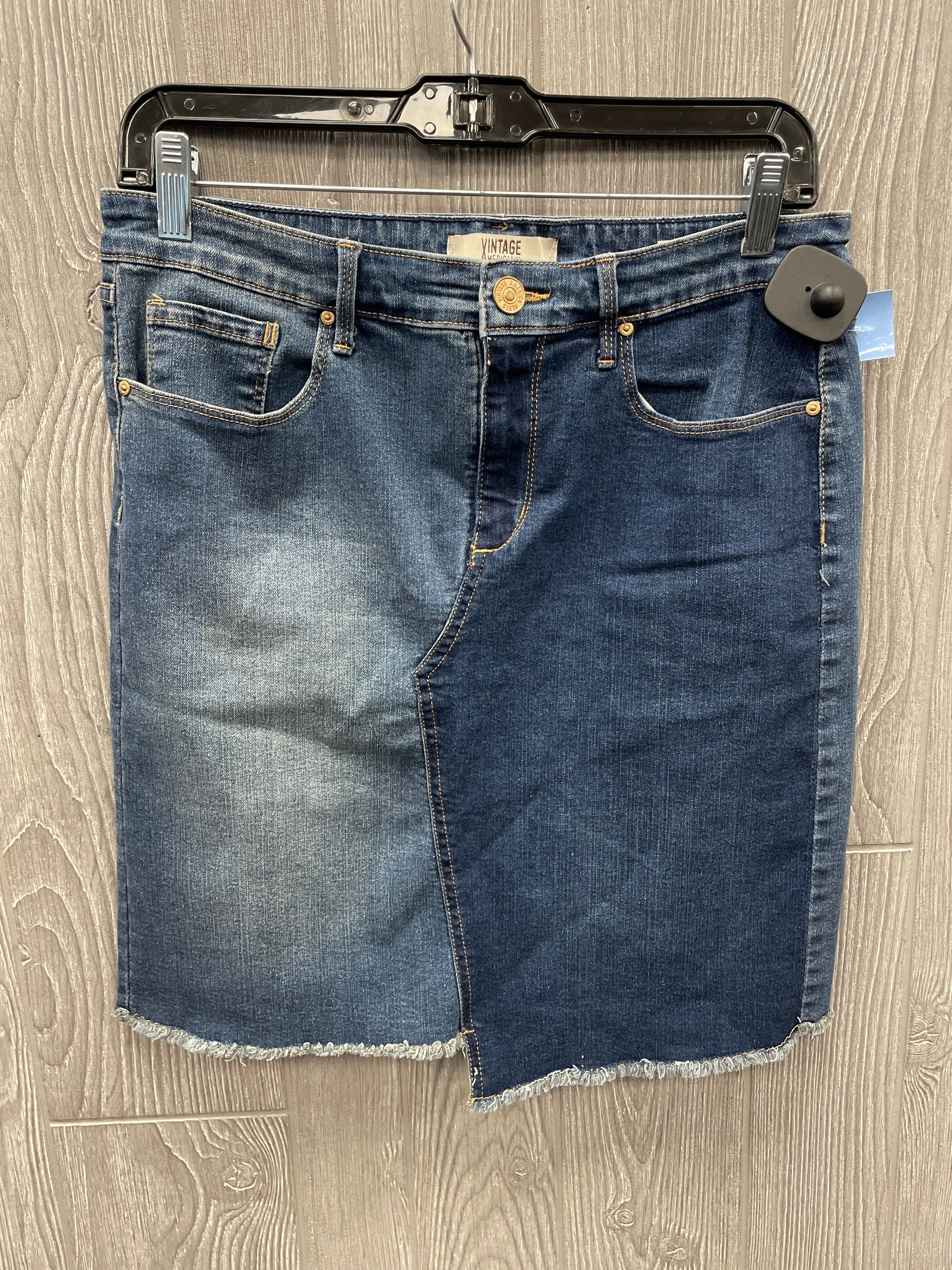 Skirt Midi By Vintage America In Blue Denim, Size: 10