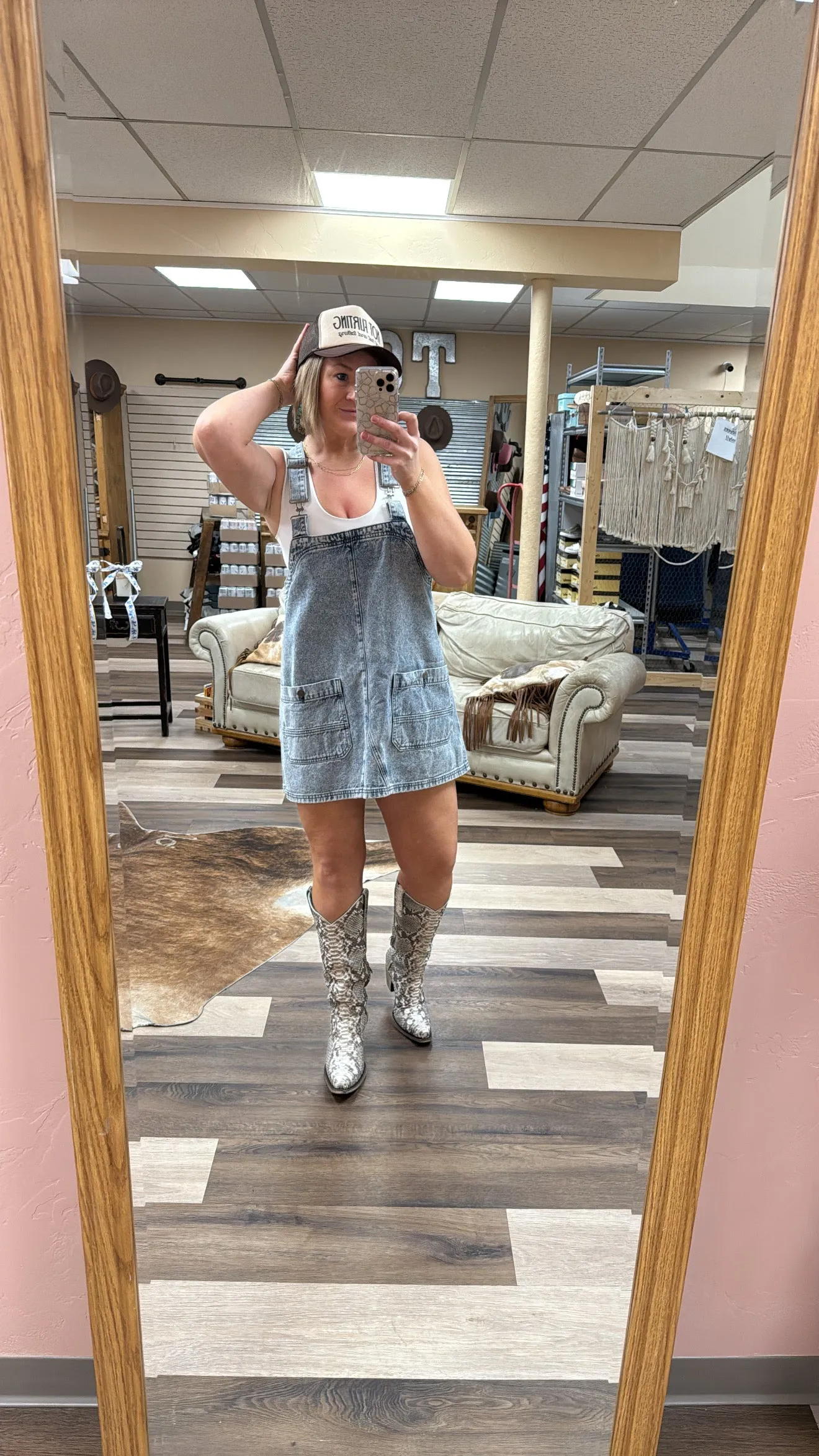 Snow Washed Mini Overall Dress