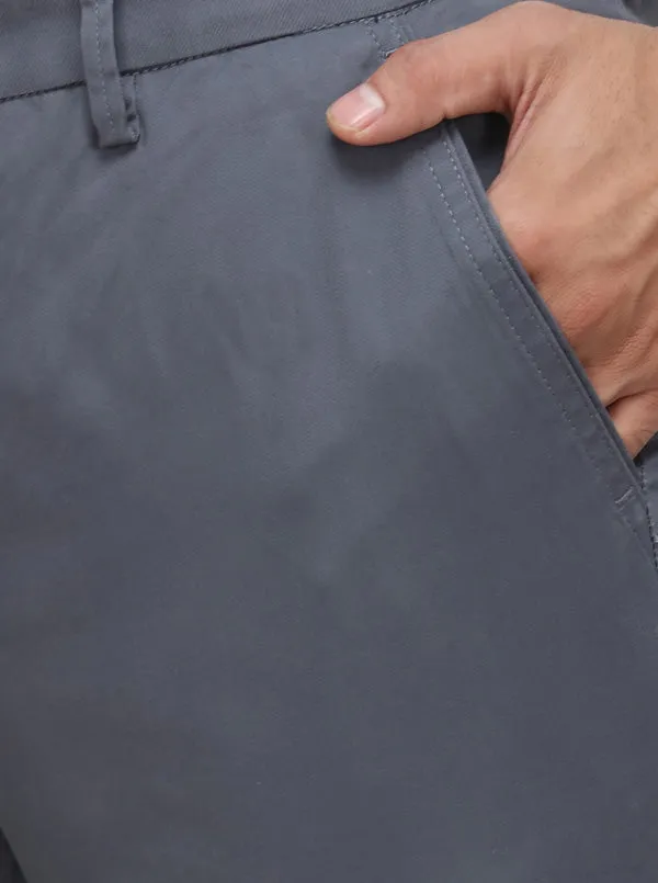 Steel Grey Solid Uno Fit Casual Trouser | JadeBlue