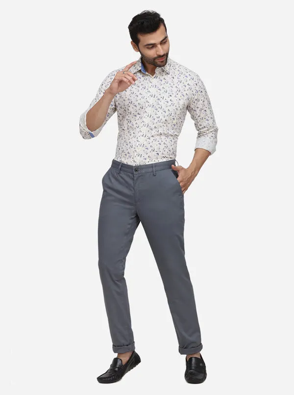 Steel Grey Solid Uno Fit Casual Trouser | JadeBlue
