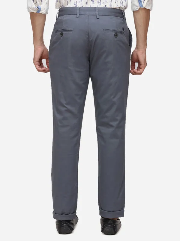 Steel Grey Solid Uno Fit Casual Trouser | JadeBlue