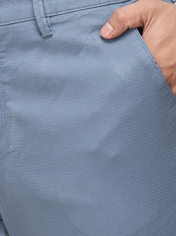 Stone Blue Solid Uno Fit Casual Trouser | JadeBlue