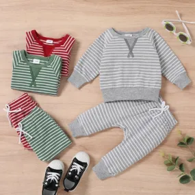 Striped Sweatshirt & Sweatpants Set