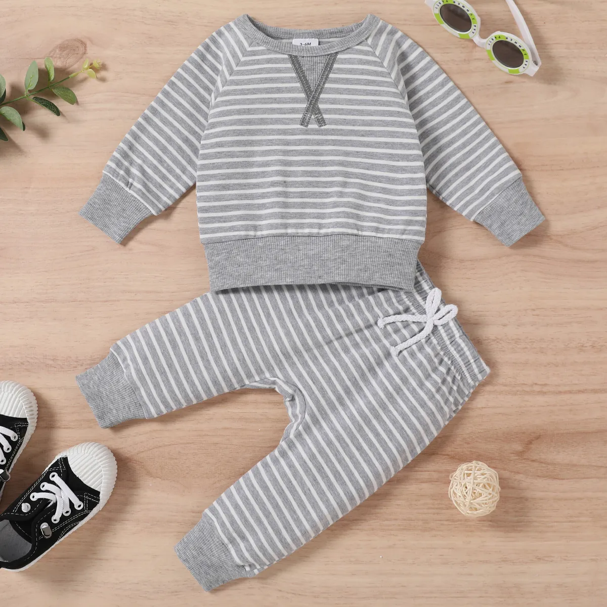 Striped Sweatshirt & Sweatpants Set