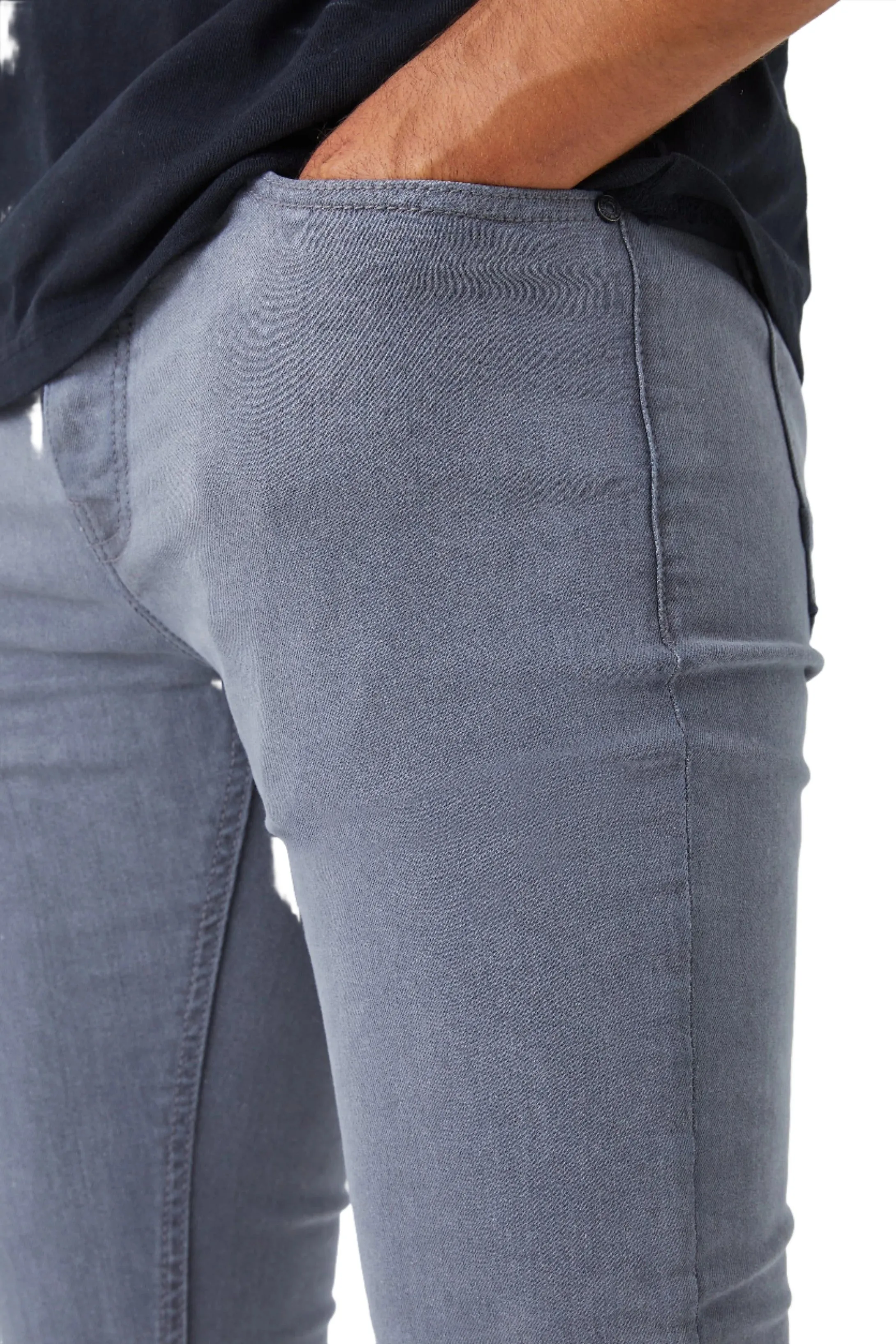 Super Skinny Ripped Knee Jeans - Grey