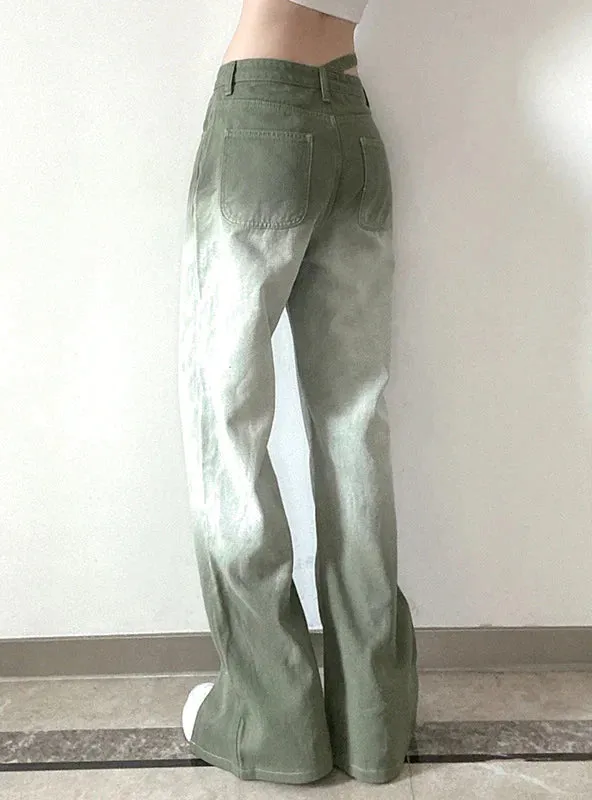 TastyHottie - TIE-DYED GRADIENT SPLIT HIGH WAIST JEANS