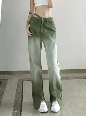 TastyHottie - TIE-DYED GRADIENT SPLIT HIGH WAIST JEANS