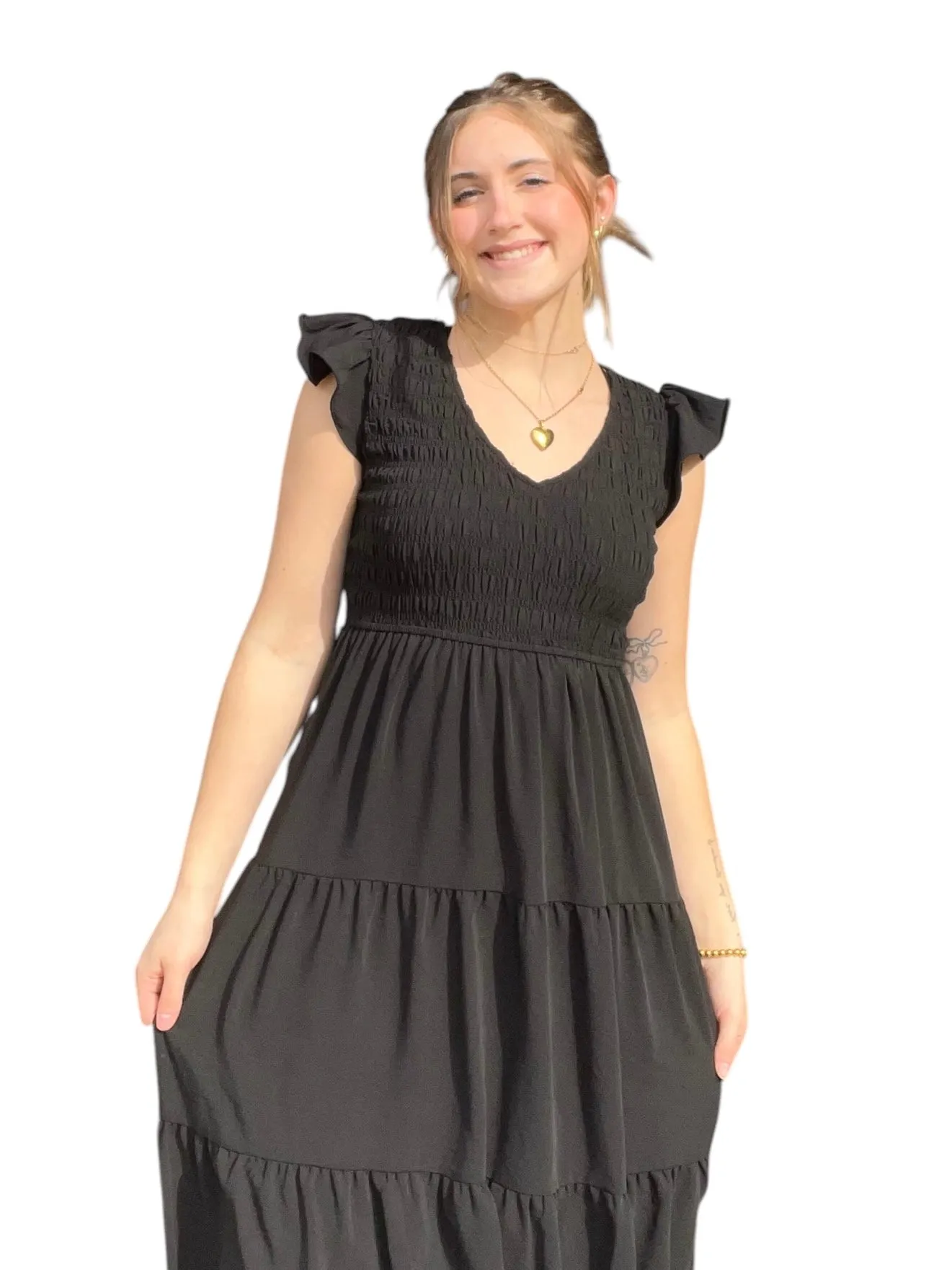 The Dana Black Midi Dress