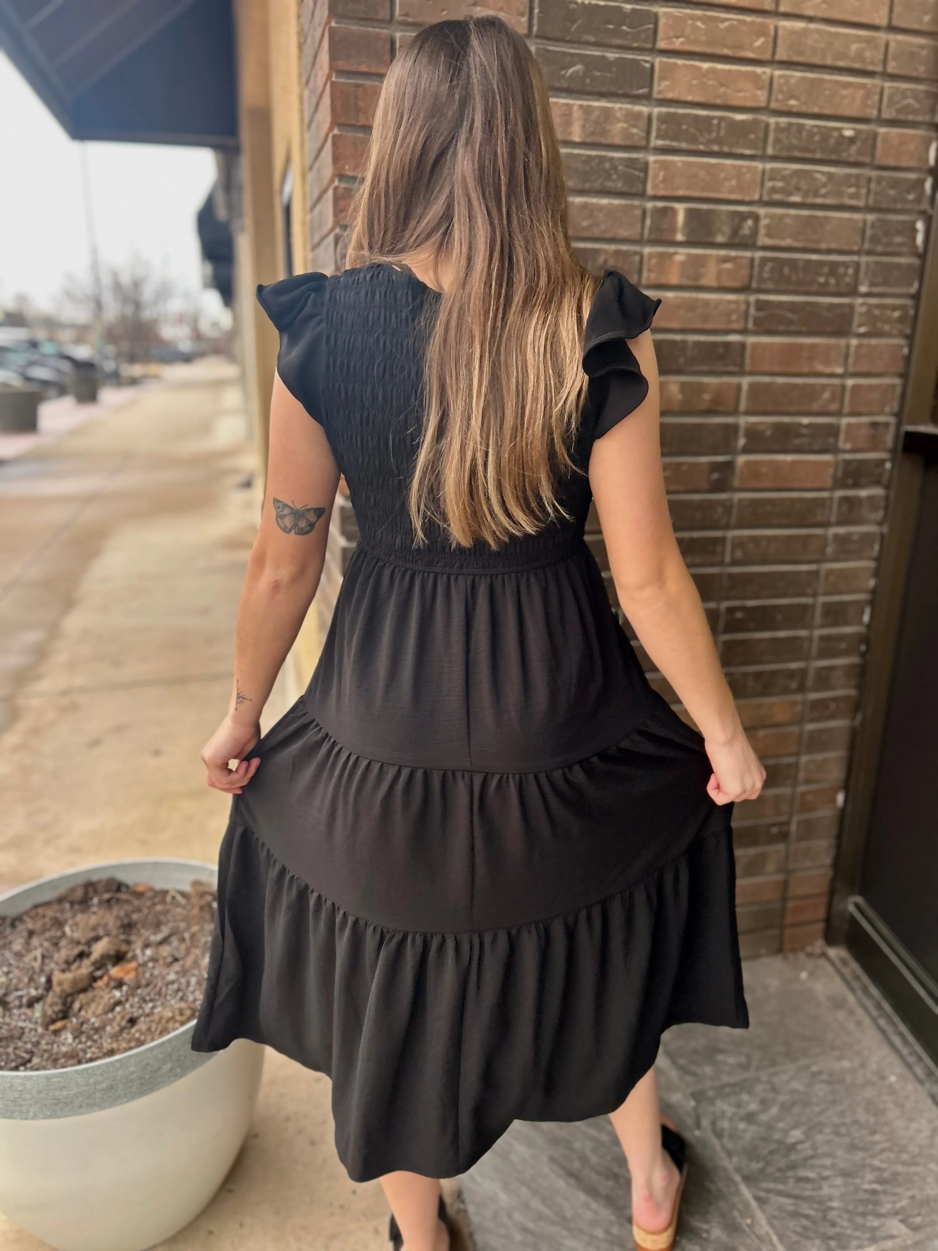 The Dana Black Midi Dress