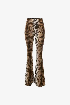 Tiger Print High Waisted Flare Pants