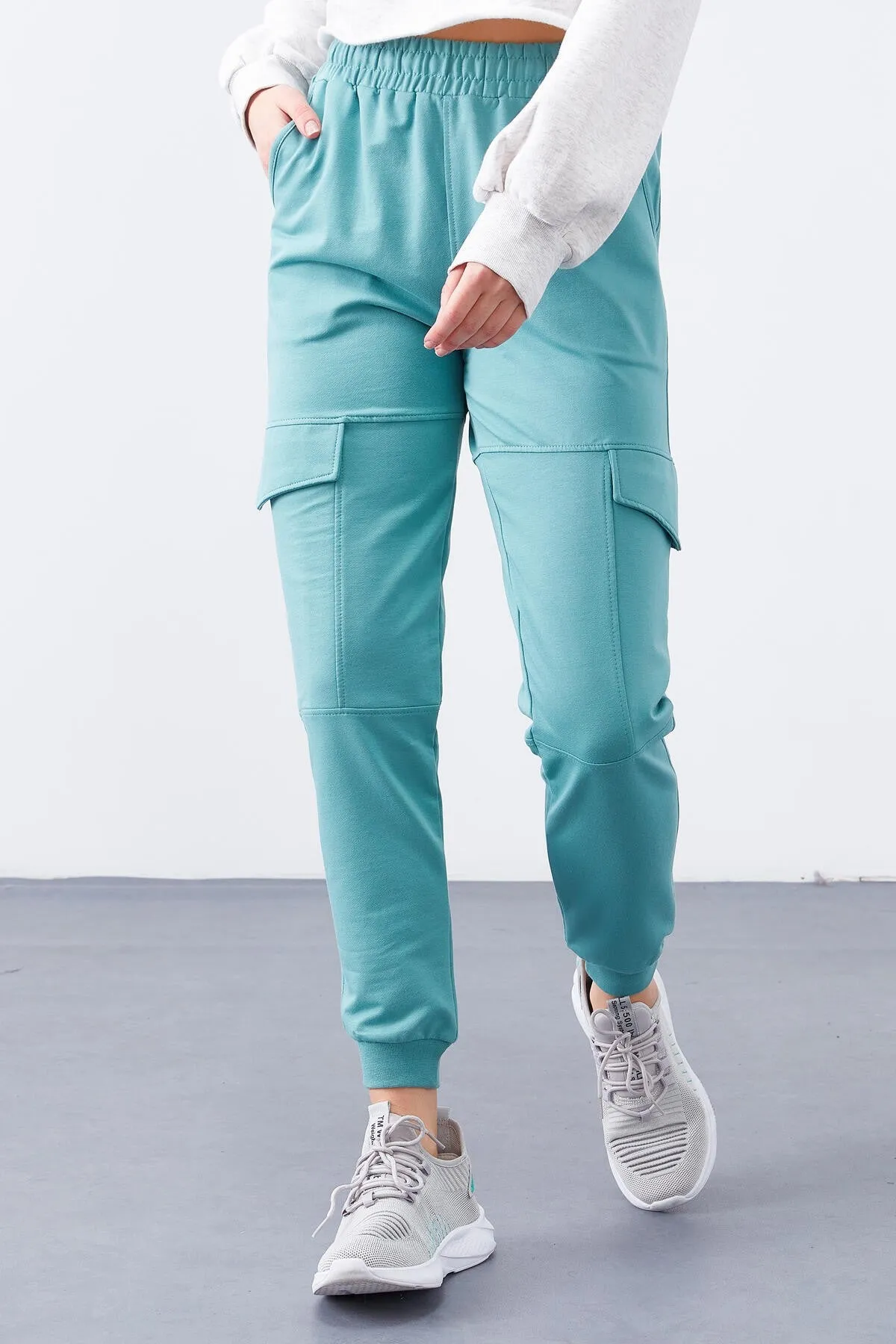 TMY Mint Green Cargo Pocket Comfortable Fit Cuffed Women's Sweatpants - 94581 - Llanelli