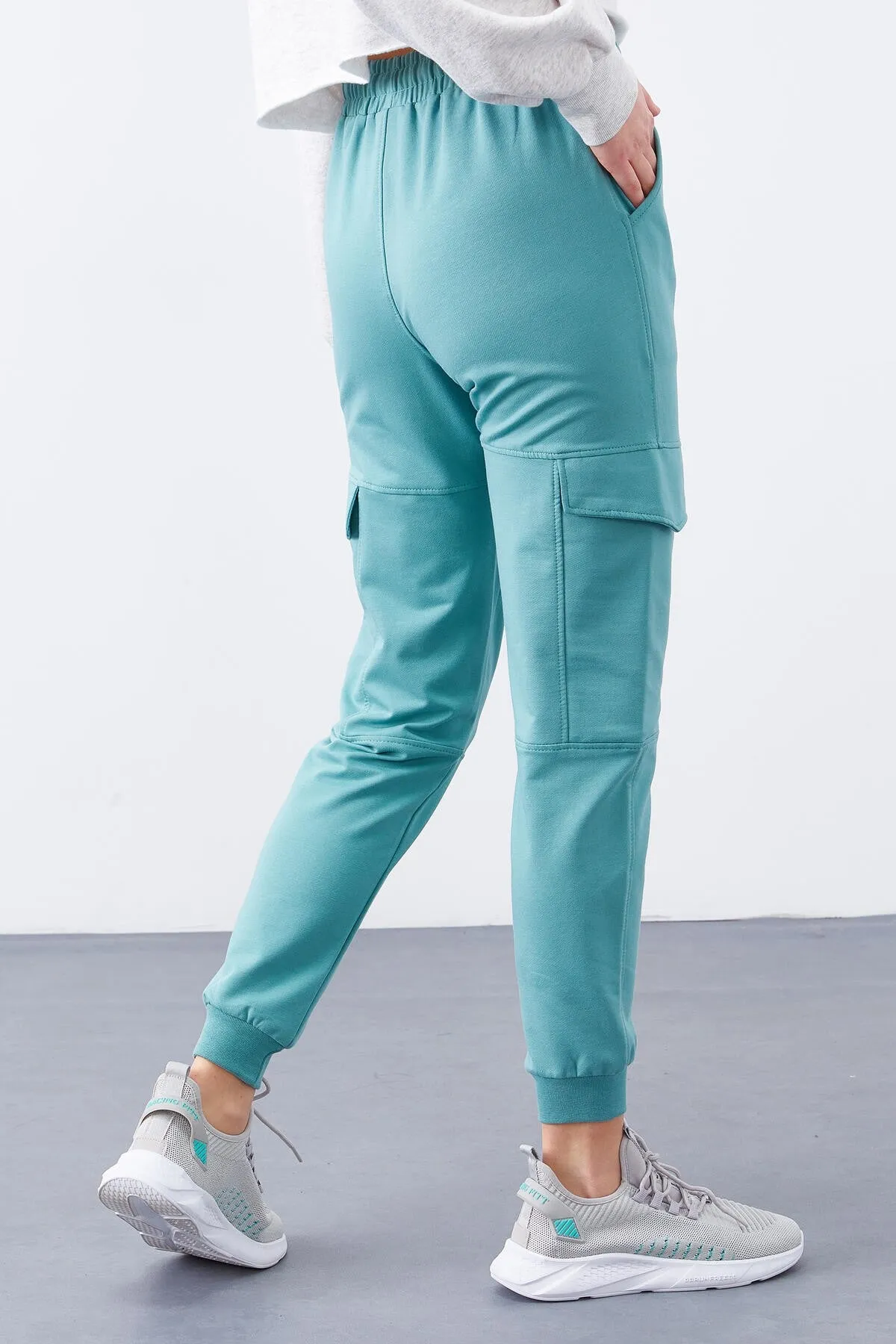 TMY Mint Green Cargo Pocket Comfortable Fit Cuffed Women's Sweatpants - 94581 - Llanelli