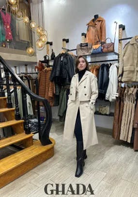 Trench crop et gilet en beige