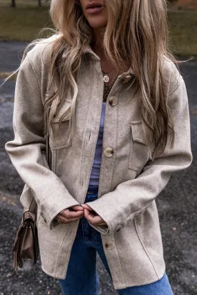 Turn Down Collar Button Down Shacket