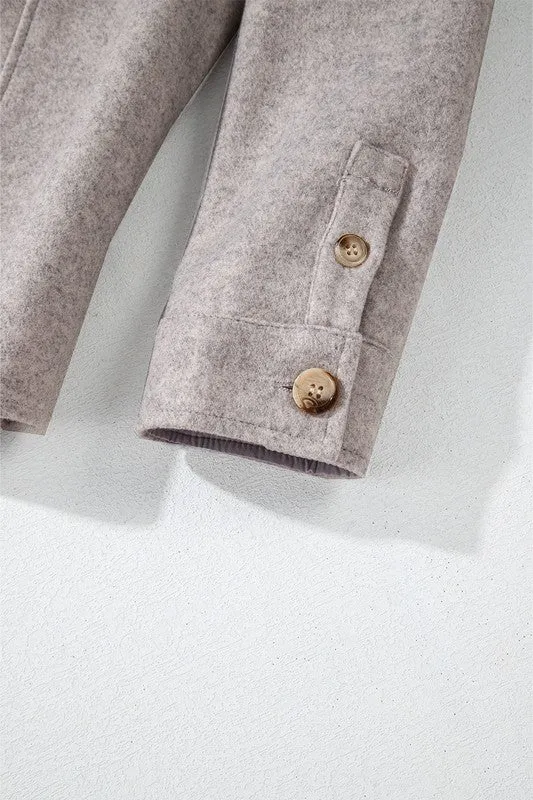 Turn Down Collar Button Down Shacket
