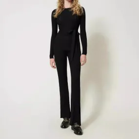 Twinset Ribbed Knit Flared Trousers