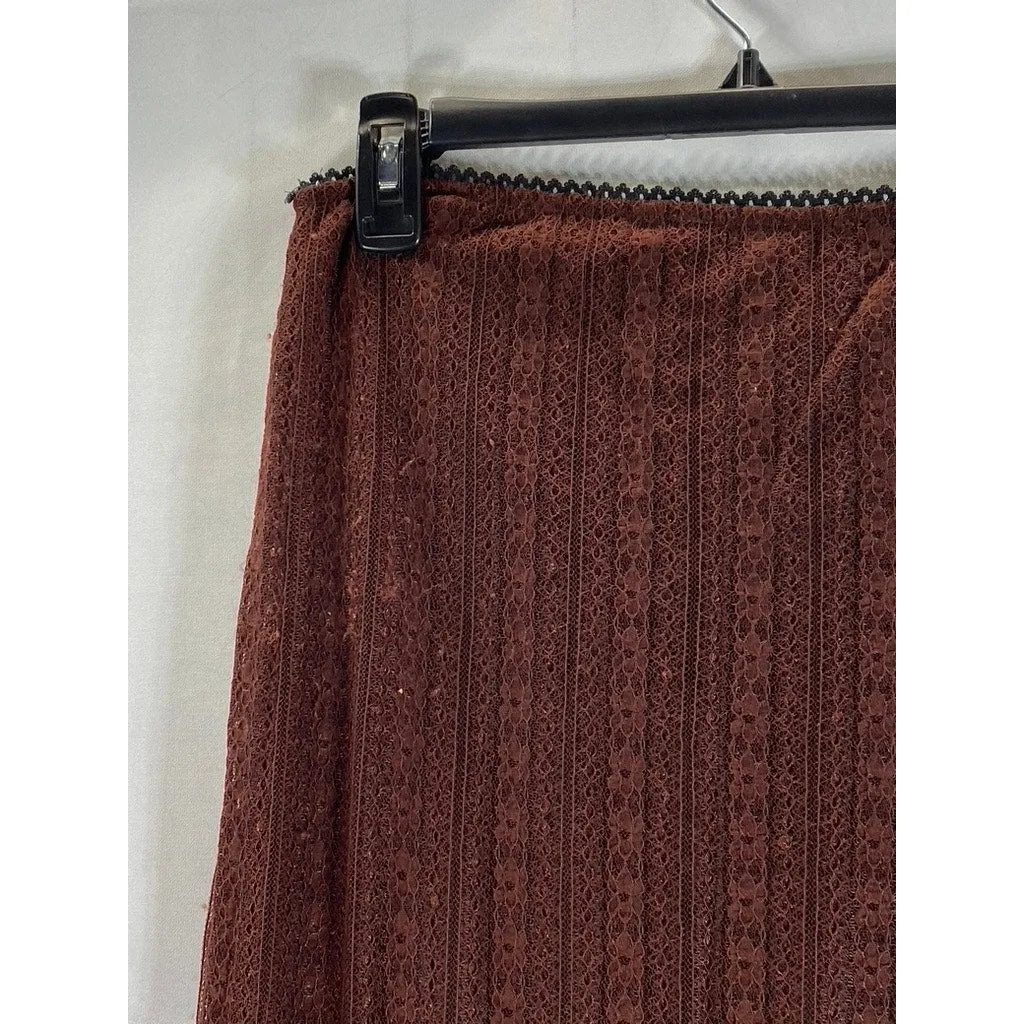 URBAN OUTFITTERS Women's Brown Claire Lacey Pull-On Lightweight Midi Skirt SZ M