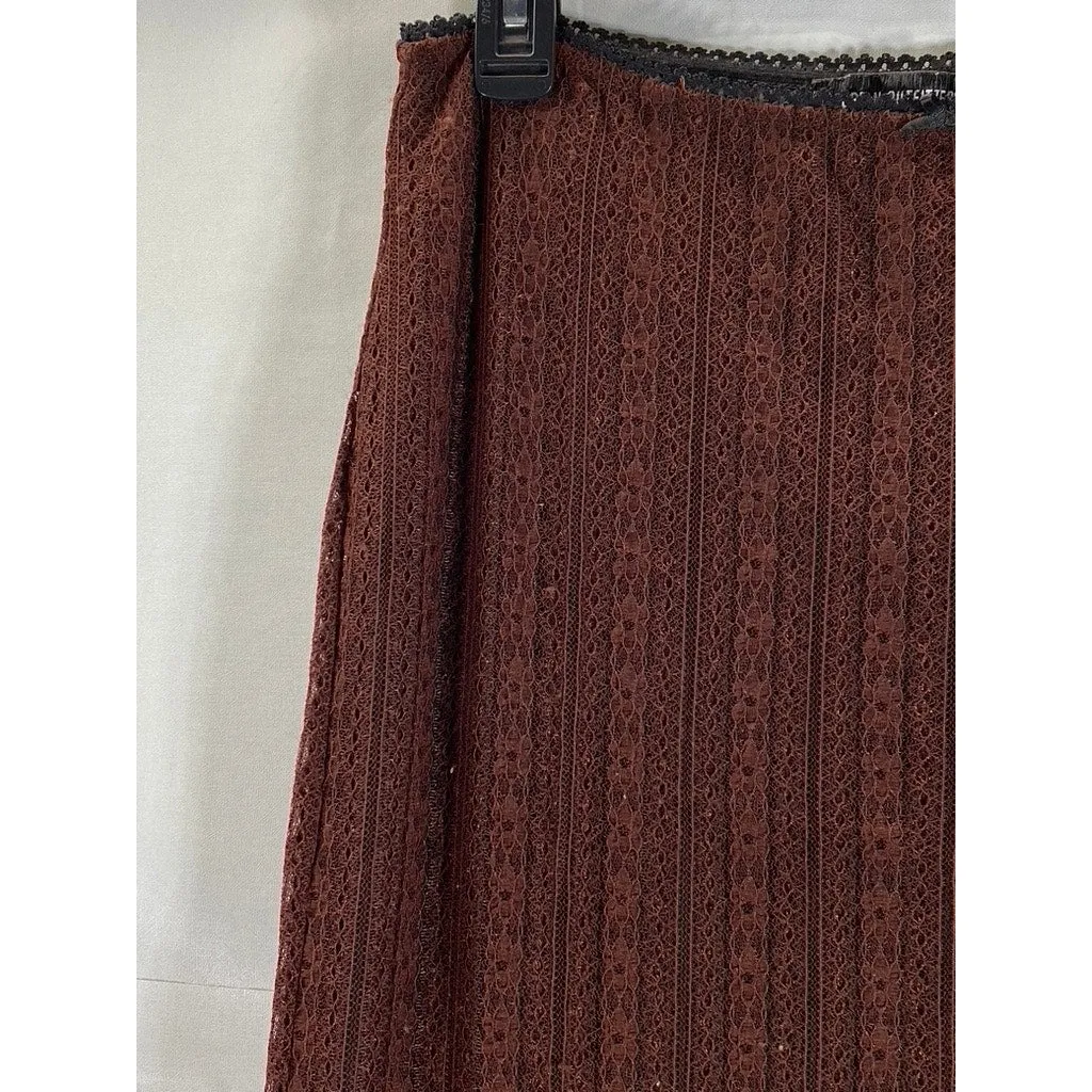 URBAN OUTFITTERS Women's Brown Claire Lacey Pull-On Lightweight Midi Skirt SZ M
