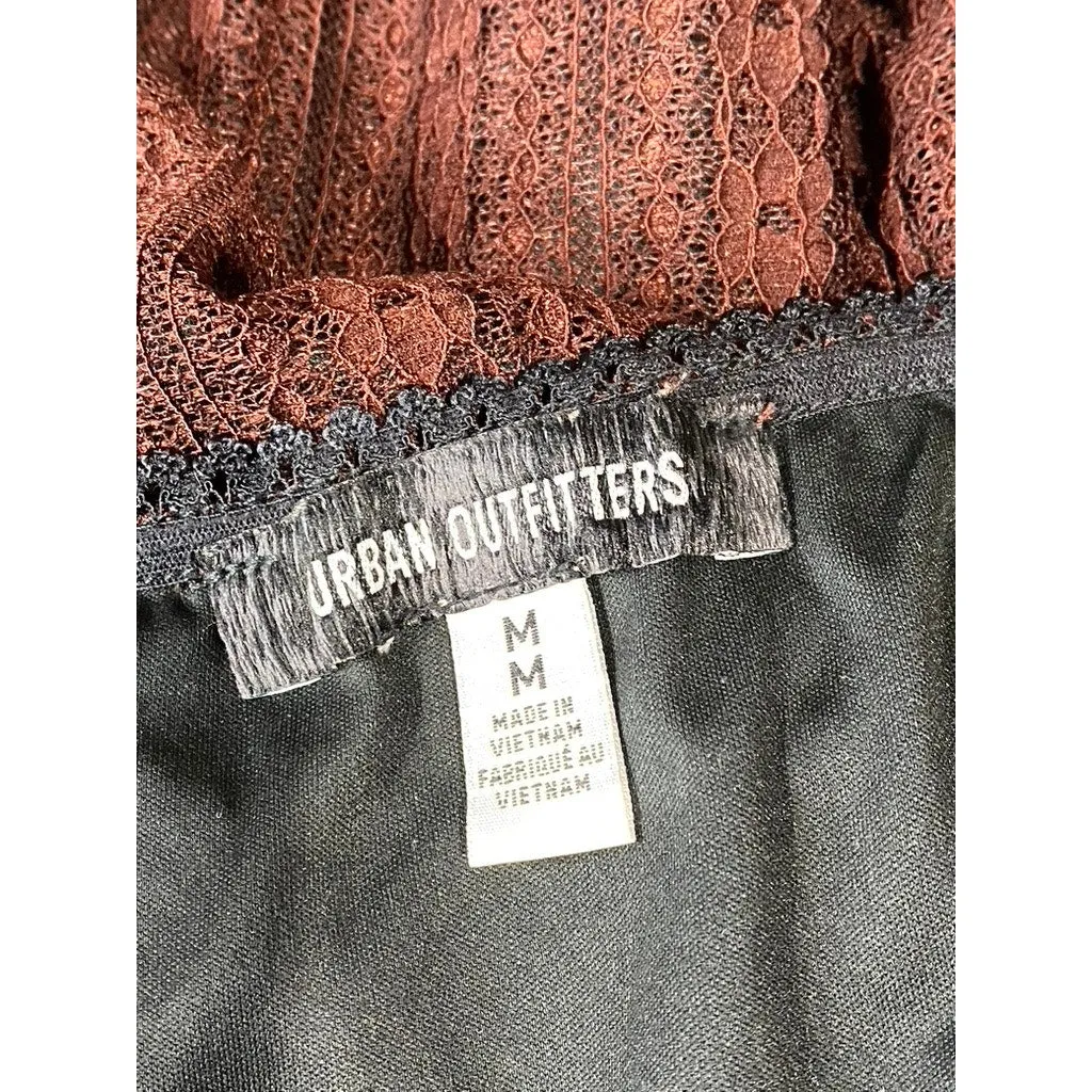 URBAN OUTFITTERS Women's Brown Claire Lacey Pull-On Lightweight Midi Skirt SZ M