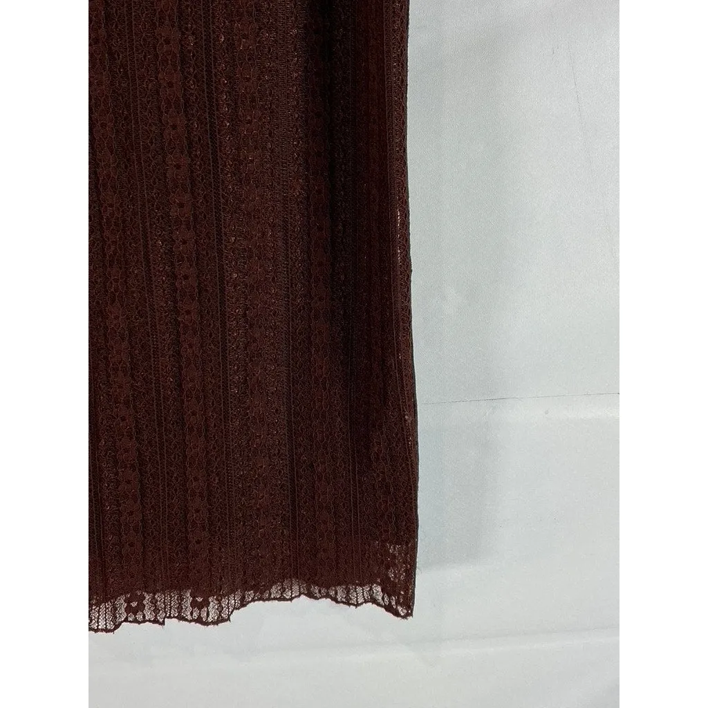 URBAN OUTFITTERS Women's Brown Claire Lacey Pull-On Lightweight Midi Skirt SZ M