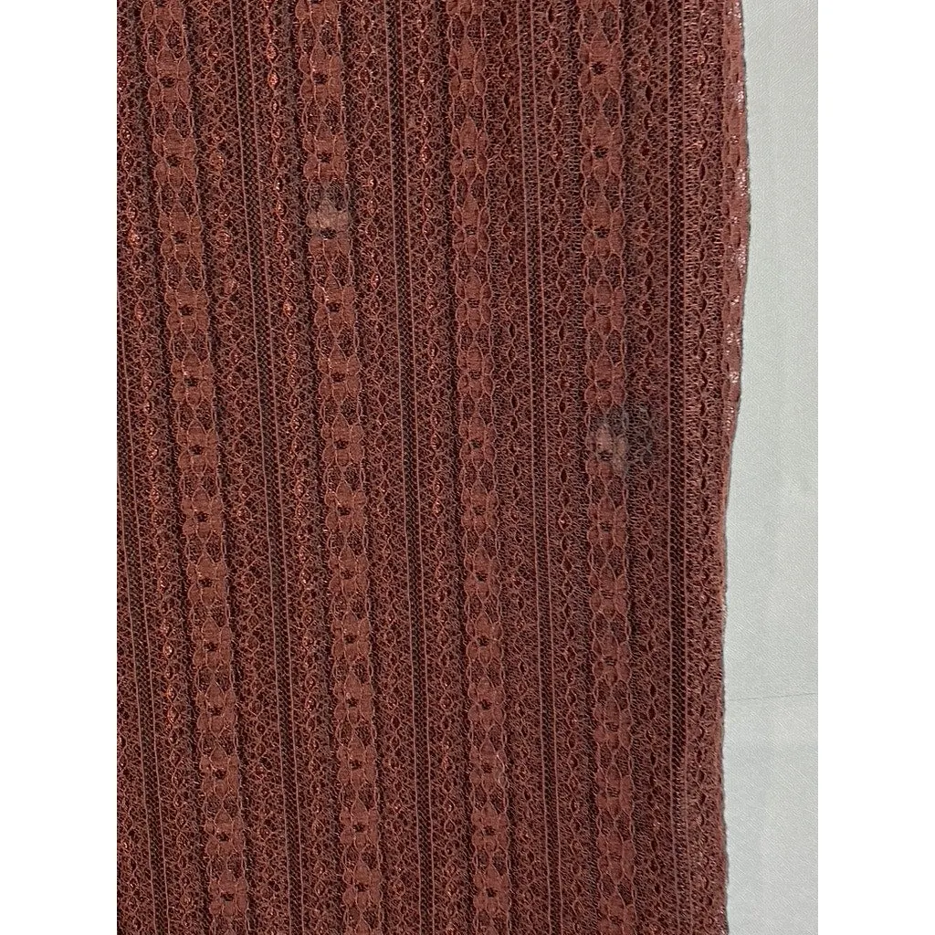 URBAN OUTFITTERS Women's Brown Claire Lacey Pull-On Lightweight Midi Skirt SZ M