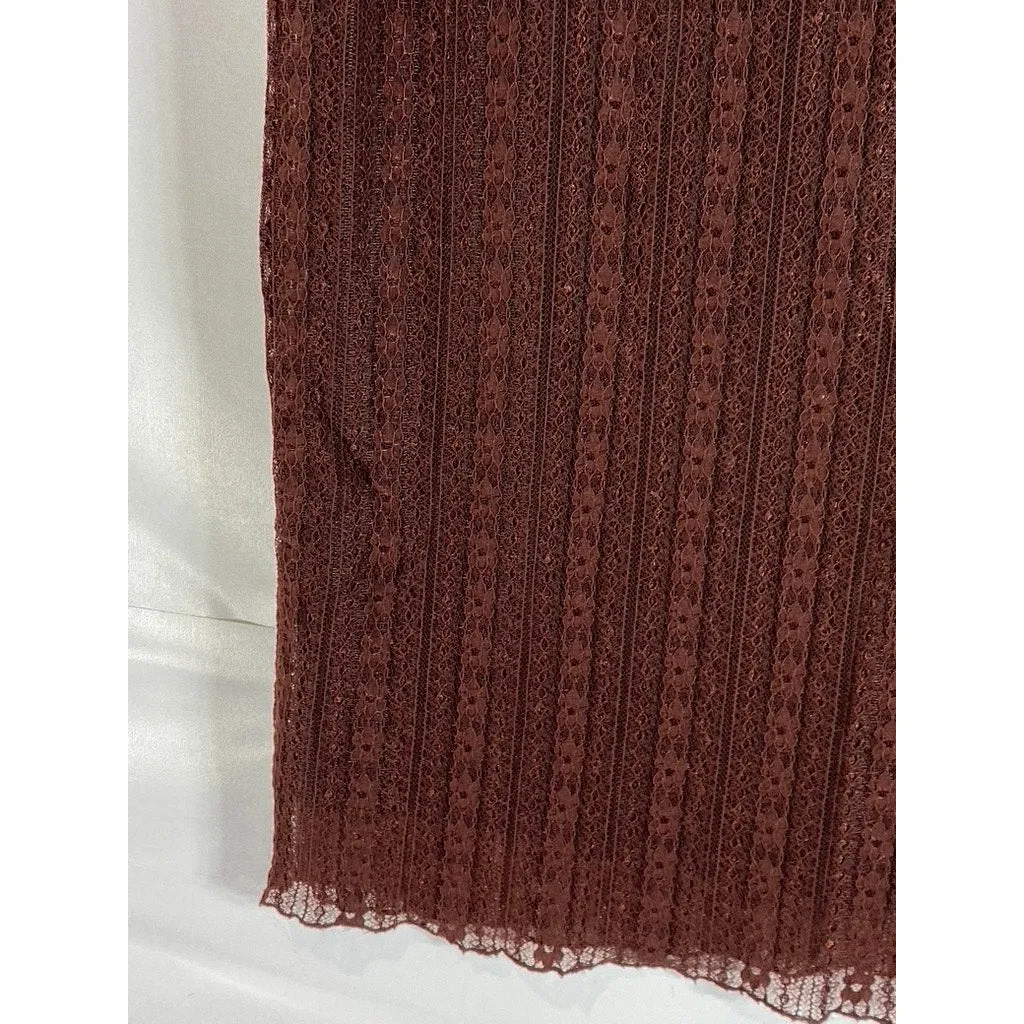 URBAN OUTFITTERS Women's Brown Claire Lacey Pull-On Lightweight Midi Skirt SZ M