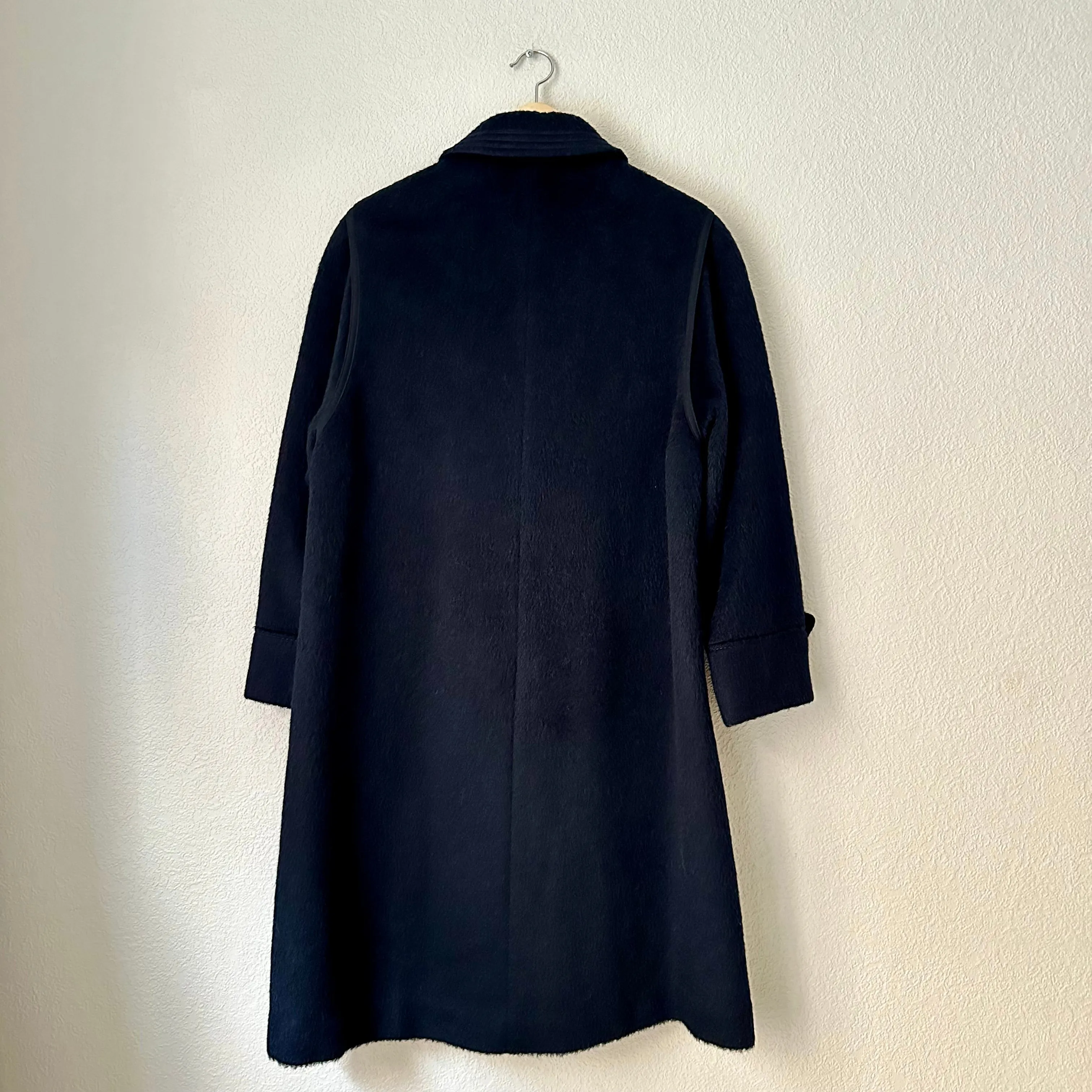 Vintage Alpaca Merino Wool Coat - Dark Blue - size M