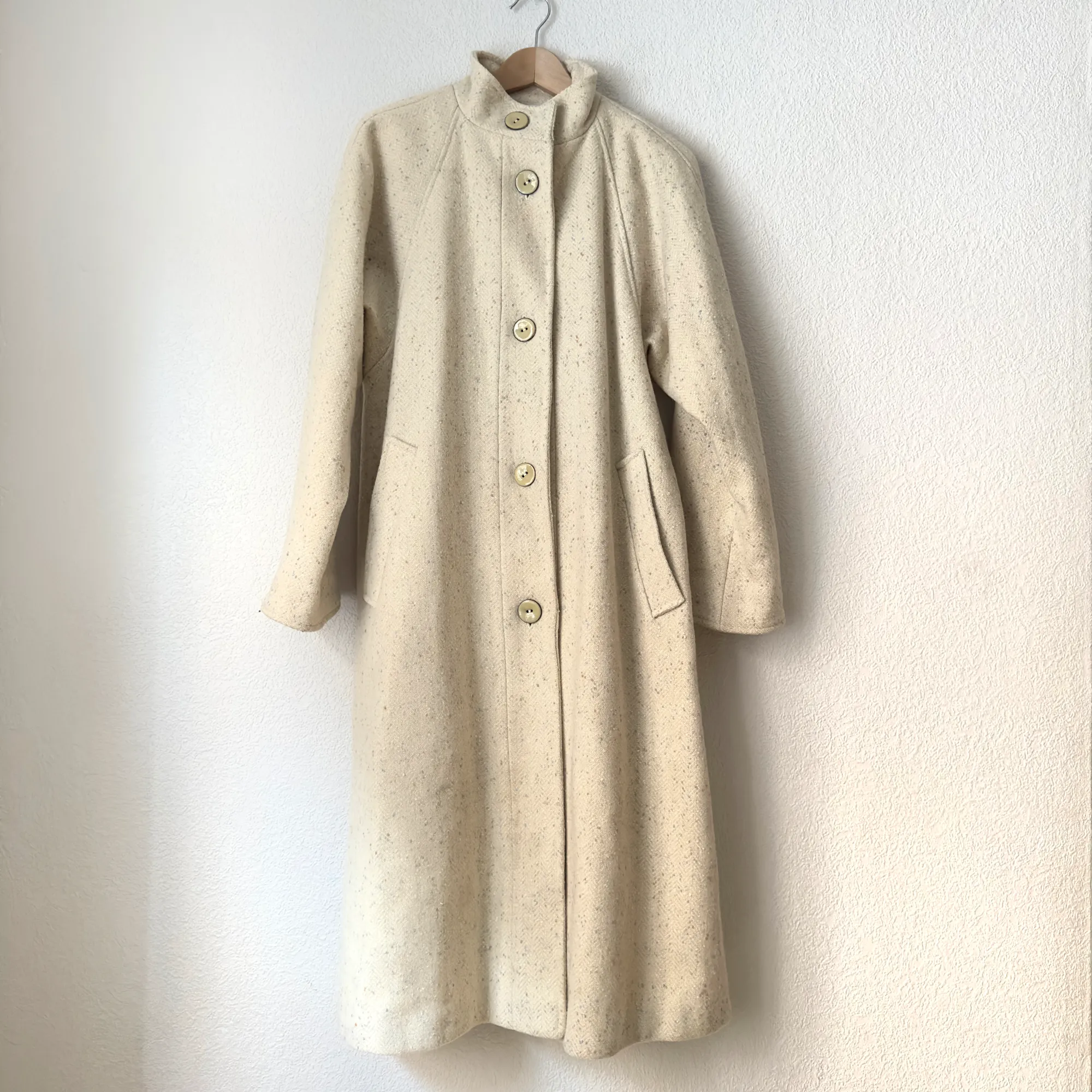 Vintage Cream Tweed Coat - Pure Wool, Union made