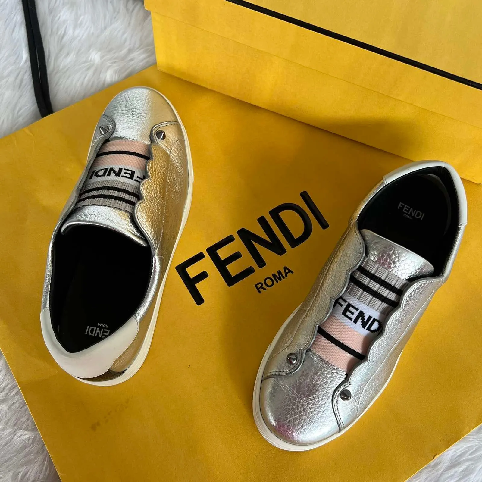 Vitello Lurex Rockoclick Slip On Sneakers
