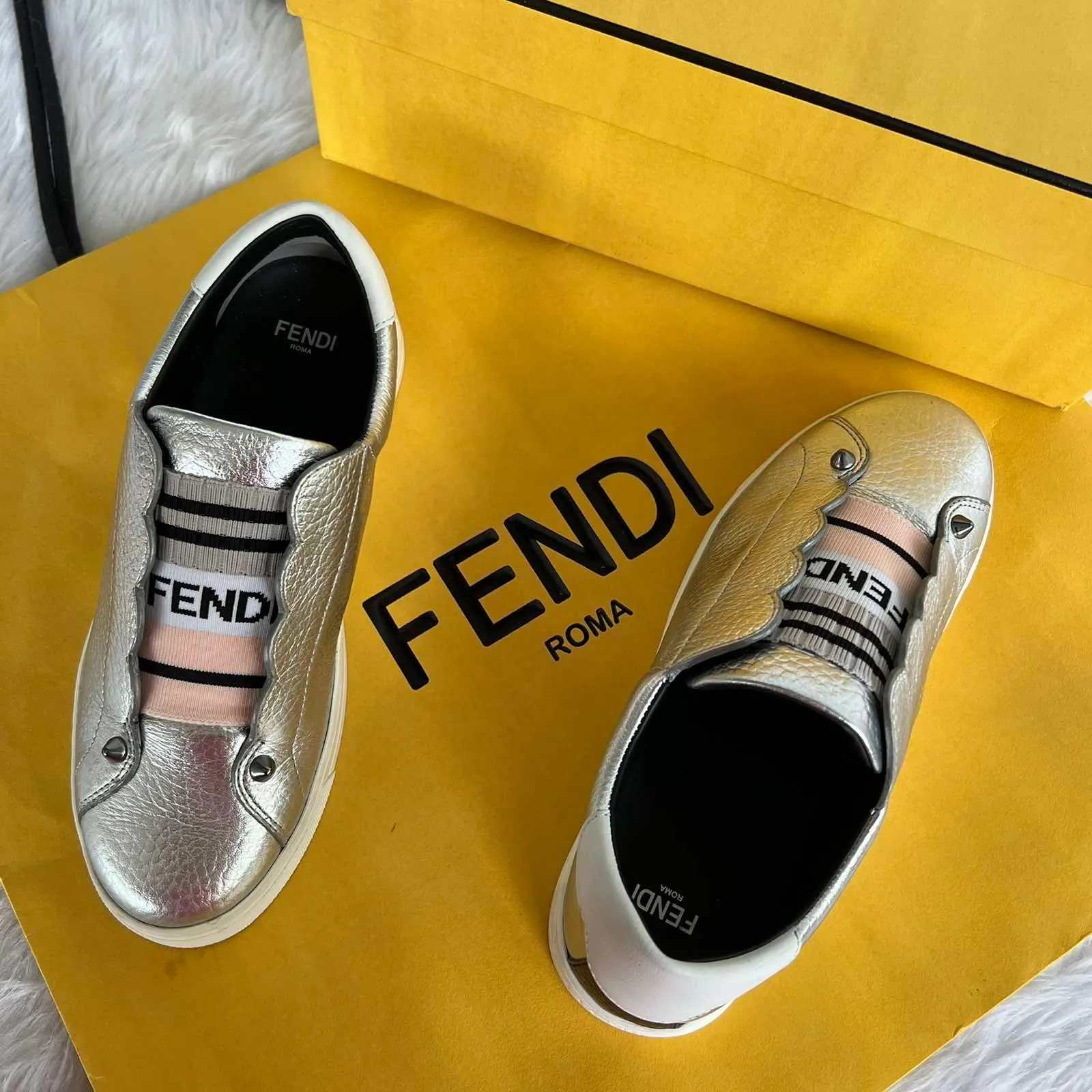 Vitello Lurex Rockoclick Slip On Sneakers