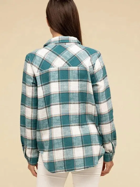 Wardrobe Essential Plaid Shacket With Front Pocket