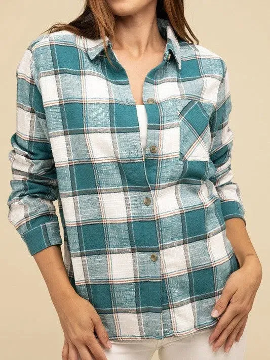 Wardrobe Essential Plaid Shacket With Front Pocket