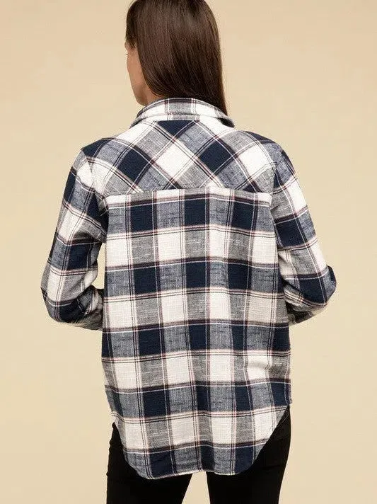 Wardrobe Essential Plaid Shacket With Front Pocket