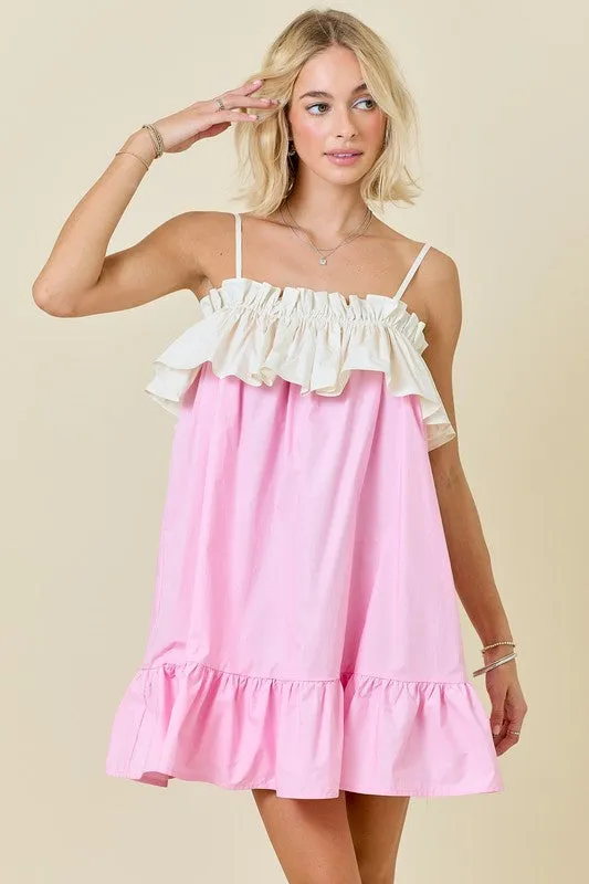 What A Feeling Ruffle Babydoll Dress- Pink