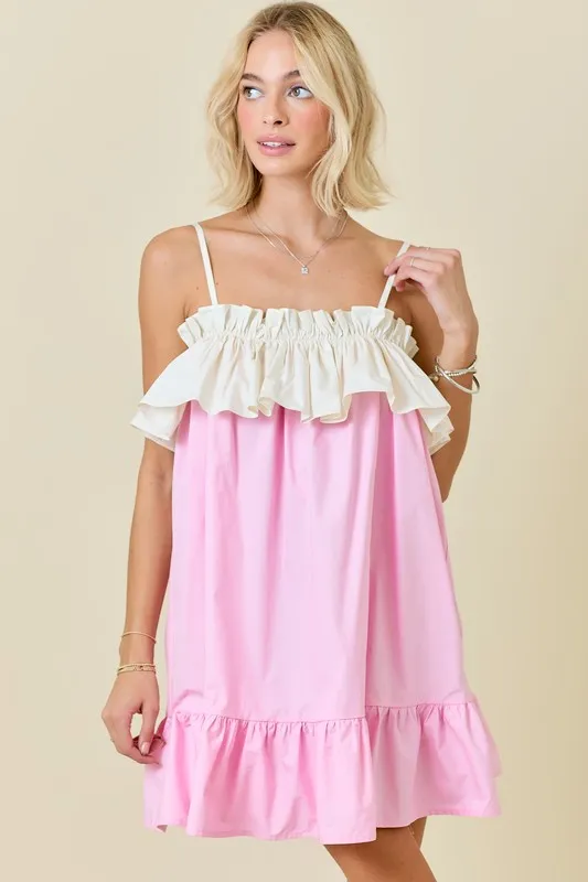 What A Feeling Ruffle Babydoll Dress- Pink