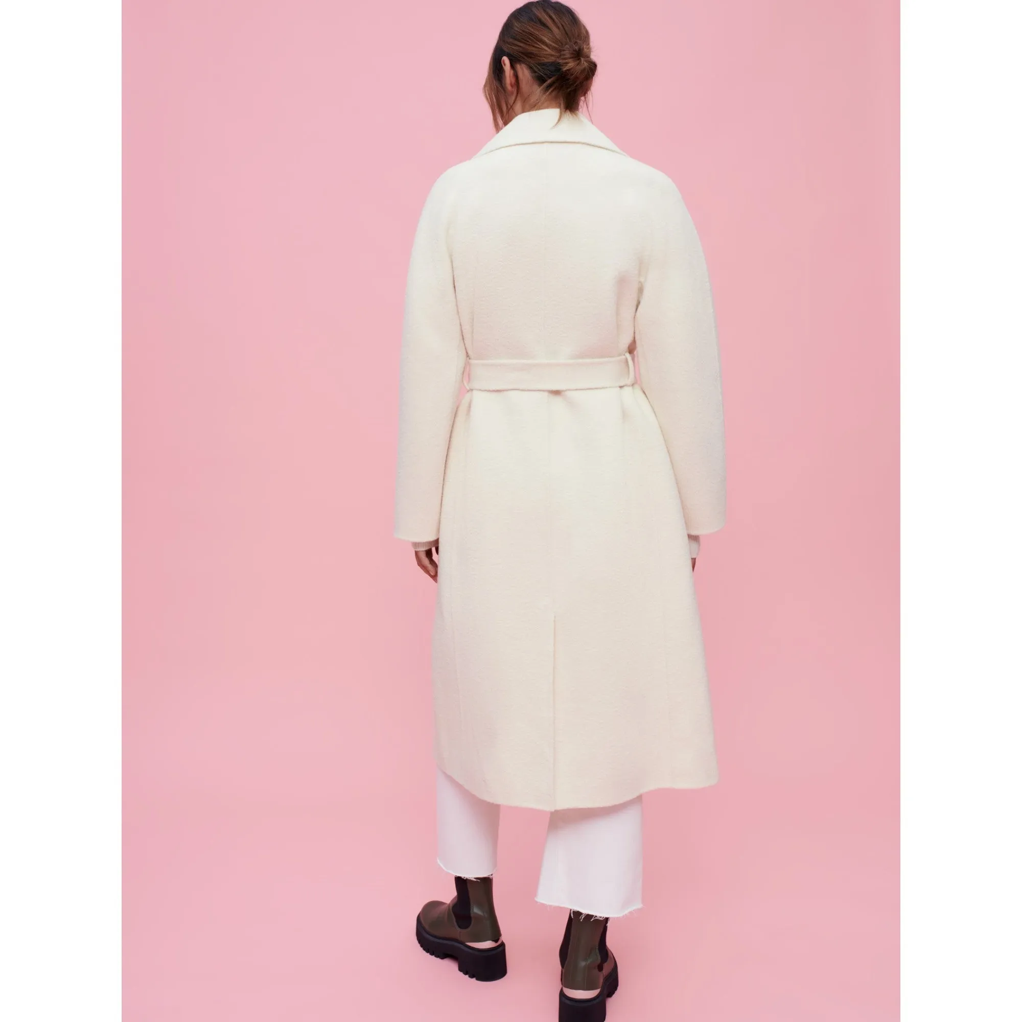 Women Textured Double-Faced Coat - Ecru