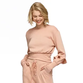 Women's Crewneck Ruffle Sleeve Peplum Sweatshirt