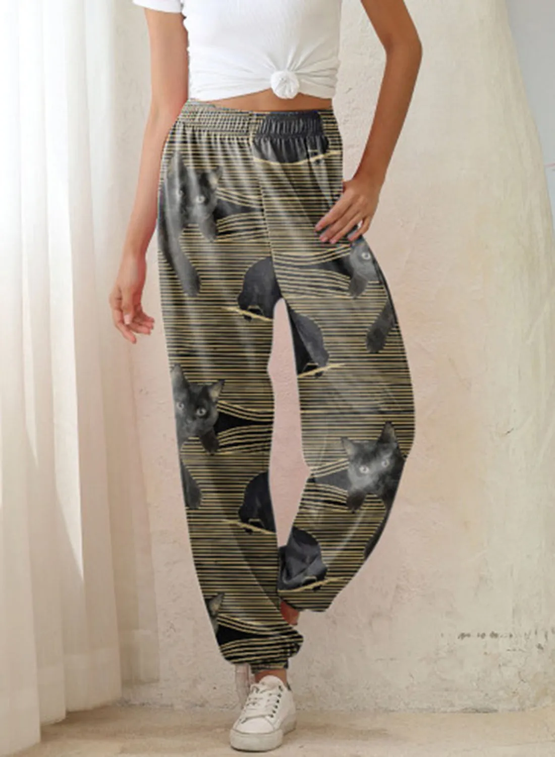 Women's Palazzo Pants High Waist Striped Palazzo Pants