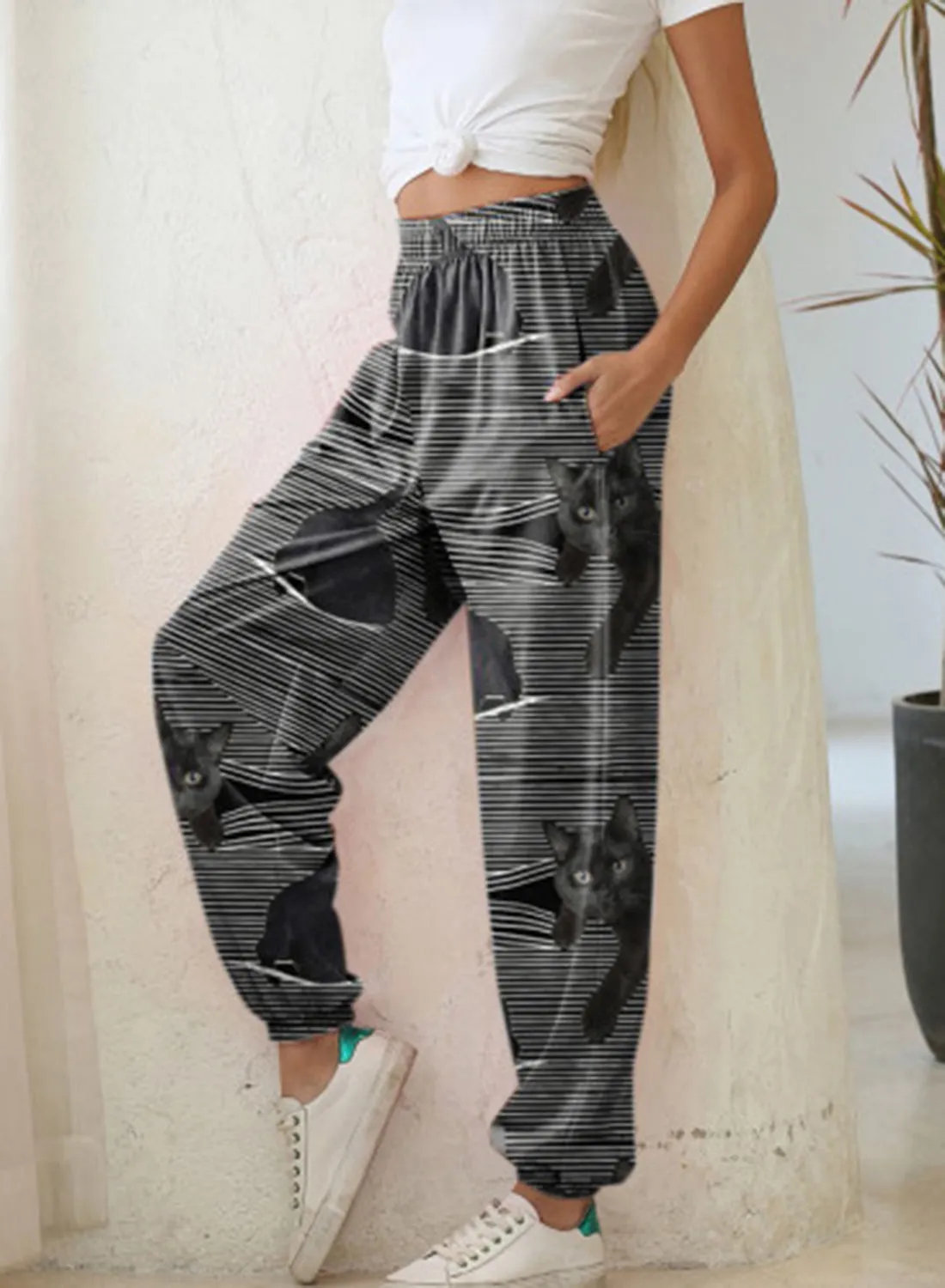 Women's Palazzo Pants High Waist Striped Palazzo Pants